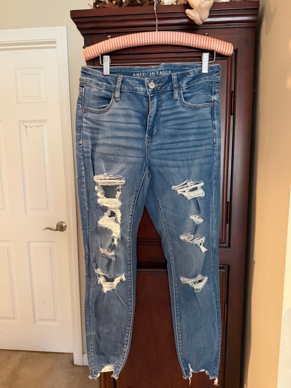 American Eagle Outfitters Ripped Light Blue Skinny Jeans